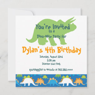 Stegosaurus Dinosaur Birthday Party Invitations