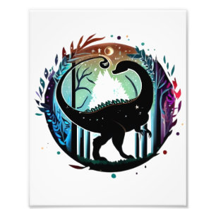 Stegosaurus Dinosaur Forest Silhouette Design  Photo Print