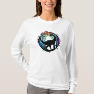 Stegosaurus Dinosaur Forest Silhouette Design T-Shirt