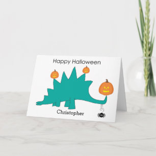 Stegosaurus Dinosaur Pumpkins Halloween Card