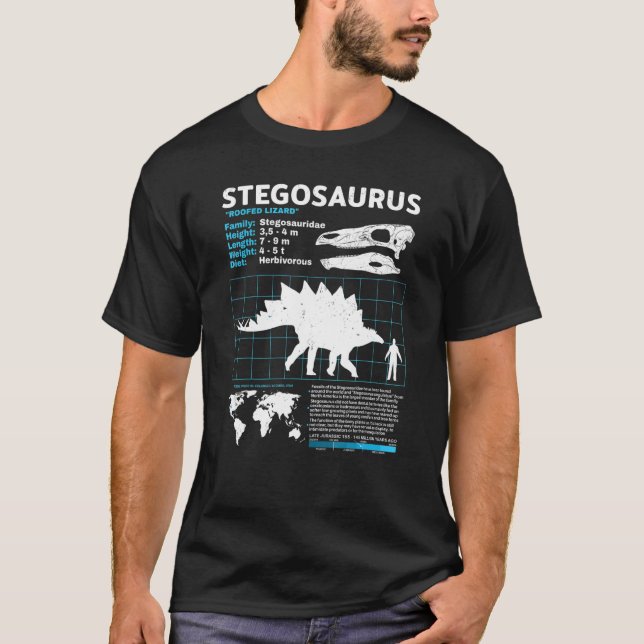 Stegosaurus Fact Sheet Dinosaur Facts T-Shirt (Front)