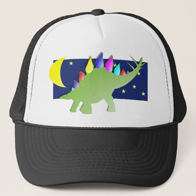 Stegosaurus in the night with moon and stars trucker hat (Front)