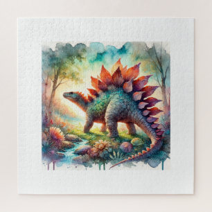 Stegosaurus in Watercolor 180724AREF126 - Watercol Jigsaw Puzzle