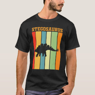 Stegosaurus Shadow Silhouette In Retro Colours T-Shirt