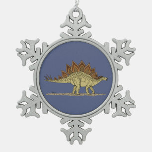 Stegosaurus Snowflake Pewter Christmas Ornament