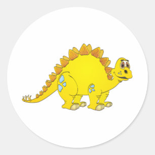 Stegosaurus Yellow Cartoon Classic Round Sticker