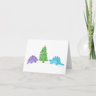Stegosauruses By The Christmas Tree Card