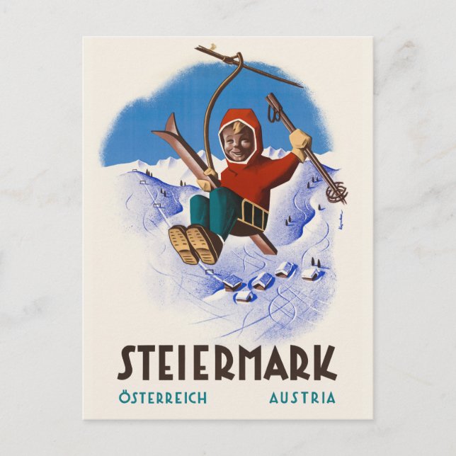 Steiermark Austria Vintage Travel Poster Postcard (Front)