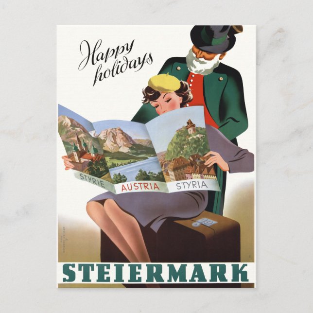 Steiermark Styria Vintage Travel Poster Restored Postcard (Front)