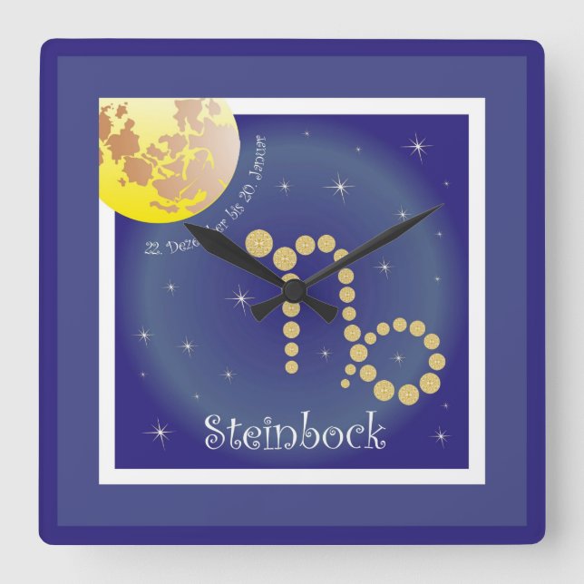 Steinbock 22. Dezember bis 20. Januar Uhr Square Wall Clock (Front)