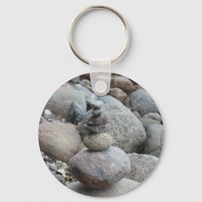 Steine an der Ostsee , gestapelt , Steinbalance Key Ring (Front)