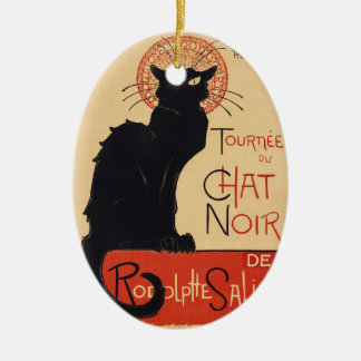 Steinlen Art Nouveau Chic Black Cat Vintage Print Ceramic Ornament