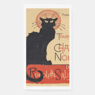 Steinlen Art Nouveau Chic Black Cat Vintage Print Napkin