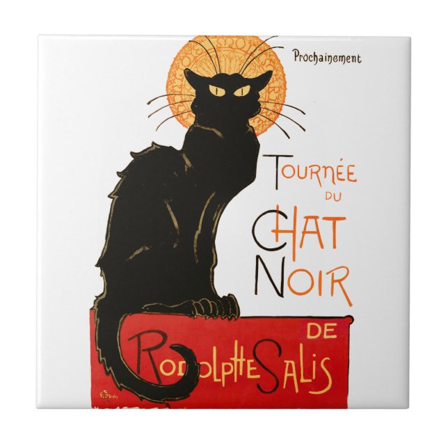 Steinlen Black Cat Classic French Artwork  Ceramic Tile (Front)