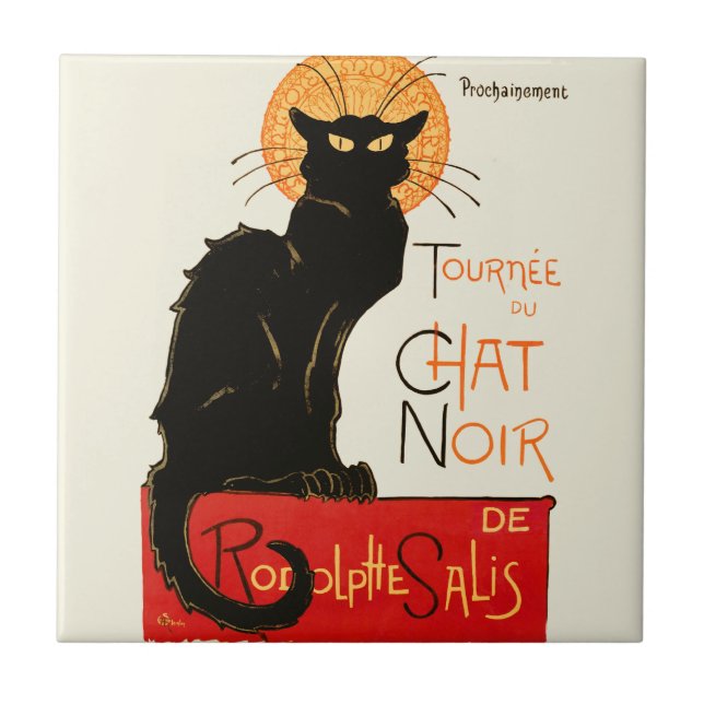 Steinlen Black Cat Classic French Artwork  Ceramic Tile (Front)