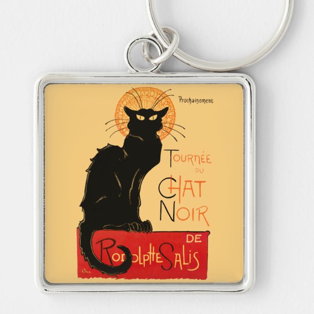 Steinlen Black Cat Classic French Artwork  Key Ring (Front)