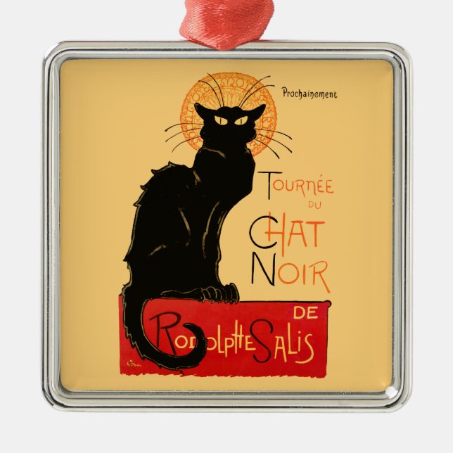 Steinlen Black Cat Classic French Artwork  Metal Ornament (Front)