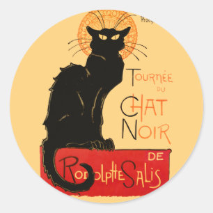 Steinlen Black Cat Classic French Artwork  Round Sticker