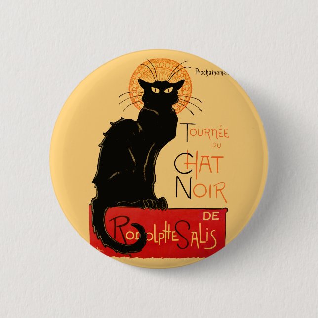 Steinlen Black Cat Classic French Chat Noir Poster 6 Cm Round Badge (Front)
