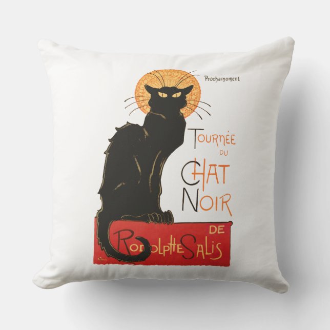 Steinlen Black Cat Classic French Chat Noir Poster Cushion (Front)