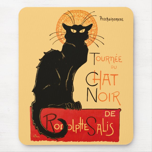 Steinlen Black Cat Classic French Chat Noir Poster Mouse Pad (Front)