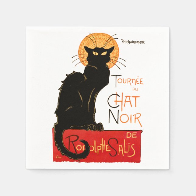 Steinlen Black Cat Classic French Chat Noir Poster Napkin (Front)