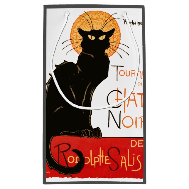 Steinlen Black Cat Classic French Chat Noir Poster Small Gift Bag (Back)