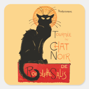 Steinlen Black Cat Classic French Chat Noir Poster Square Sticker