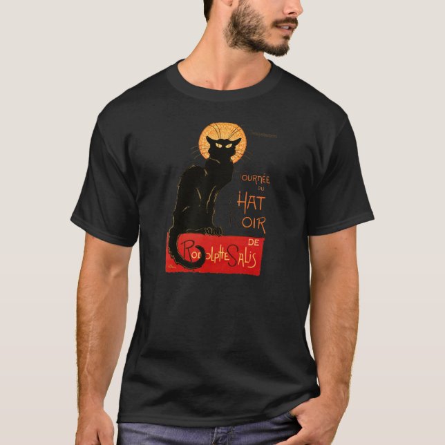 Steinlen Black Cat Classic French Chat Noir Poster T-Shirt (Front)
