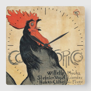Steinlen Cocurico Timepiece Square Wall Clock