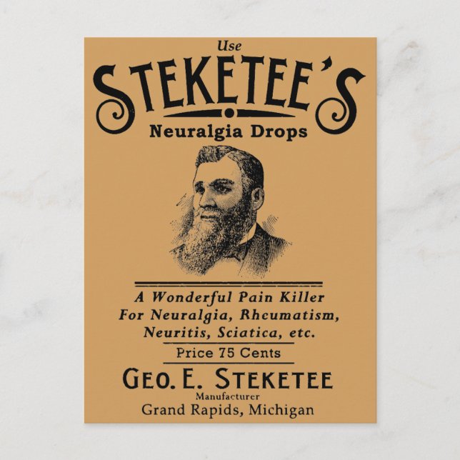 Steketee's Neuralgia Drops Grand Rapids, MI Postcard (Front)