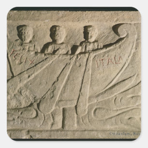 Stela depicting a rowing boat 'Felix Itala' Square Sticker