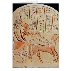 Stela depicting a scribe driving a chariot