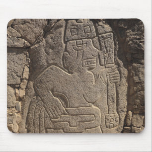 Stela depicting a warrior holding a club mouse pad