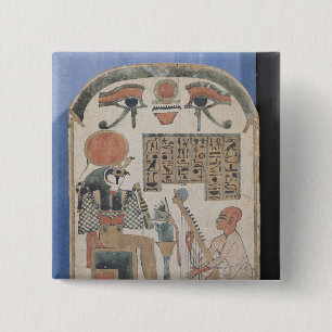 Stela of the harpist Djedkhonsuiuefankh 15 Cm Square Badge