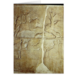 Stela relief depicting a wild boar hunt