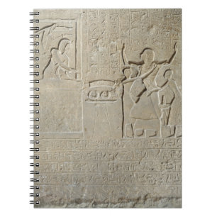 Stele of the necklaces, Hormin receiving the gold Notebook