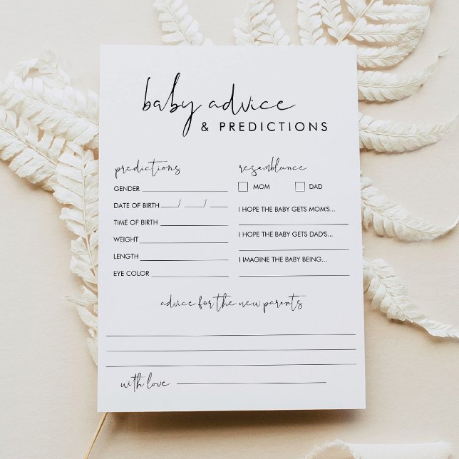 STELLA Baby Shower Advice & Predictions Card (Creator Uploaded)