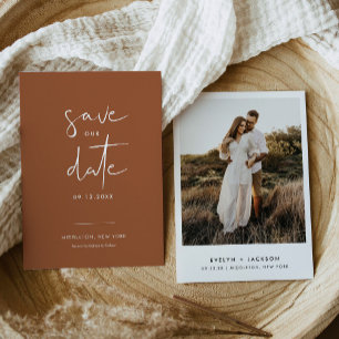 STELLA Boho Terracotta Photo Save The Date Invitation