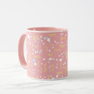 Stella custom name full of hearts and stars pink mug