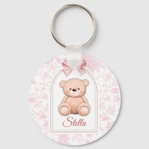 Stella Custom Pink Teddy Bear Nursery Design Key Ring
