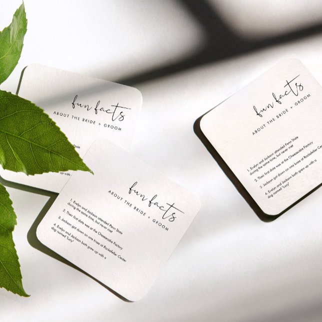 STELLA Fun Facts About the Bride and Groom Square Paper Coaster (Creator Uploaded)