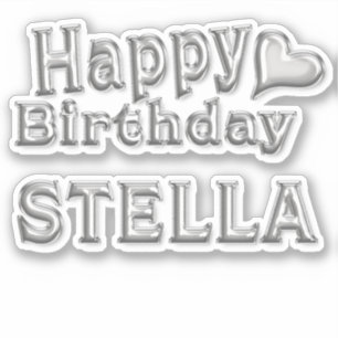 Stella Happy Birthday silver sticker