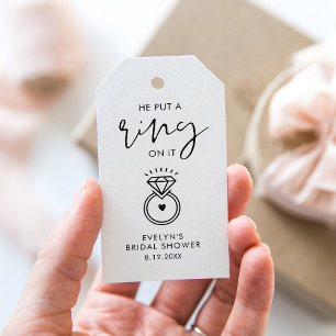 STELLA He Put a Ring On It Bridal Shower Favour Ta Gift Tags