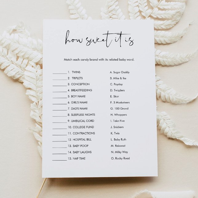 STELLA How Sweet It Is Candy Bar Baby Game Card (Creator Uploaded)