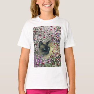 Stella in Flowers II, Chocolate Cream Siamese Cat T-Shirt