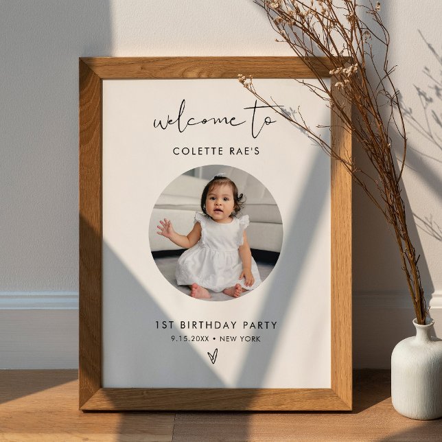 STELLA Minimalist Birthday Photo Welcome Sign (Creator Uploaded)
