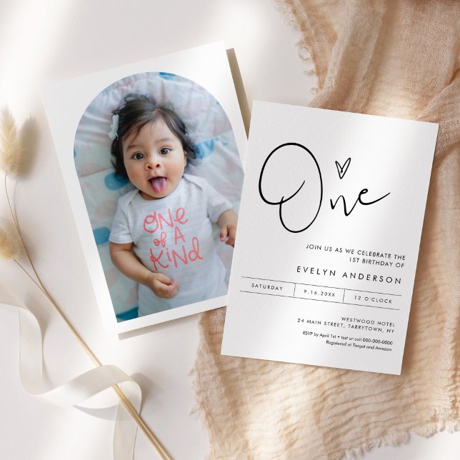 STELLA Minimalist Modern 1st Birthday Invitation (Creator Uploaded)
