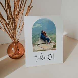 STELLA Minimalist Photo Table Number 5x7 Pedestal Sign