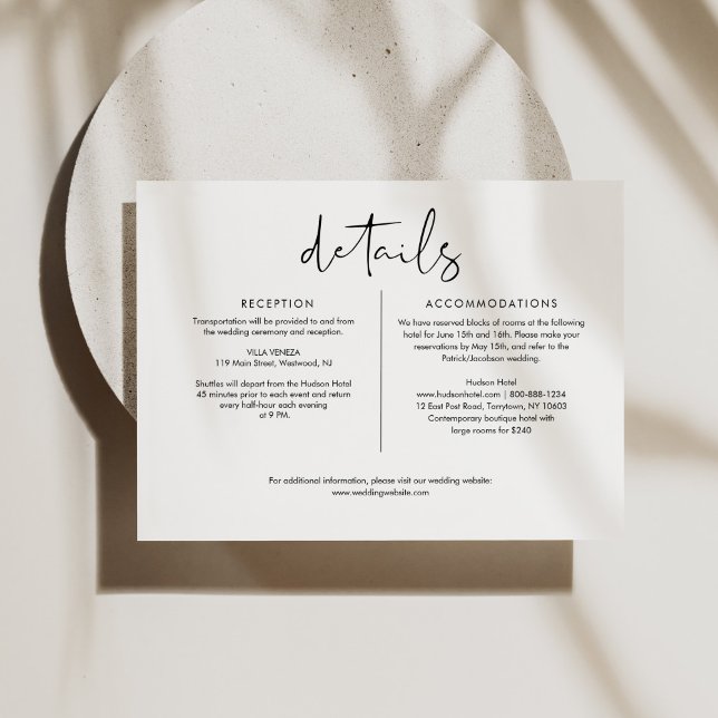 STELLA Minimalist Wedding Details 6.5x4.25 Enclosure Card (Creator Uploaded)